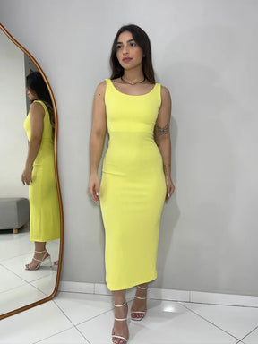 VESTIDO LUD - MIDI ALÇA GROSSA ANARRUGA