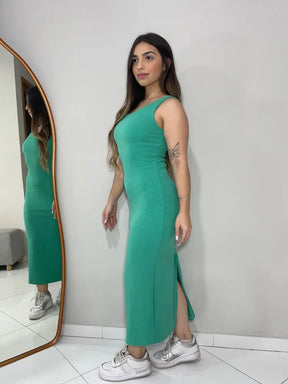 VESTIDO LUD - MIDI ALÇA GROSSA ANARRUGA