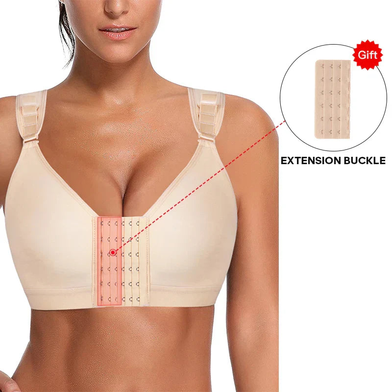 Burvogue Bras Women Seamless Padded Push Up Post-Surgery Bra Front Closure Brassiere Vest Underwear Gather Adjustable Sports Bra