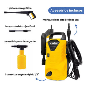 Lavadora de alta pressão 1300 Libras LAV1300 Potência 1200w Com Acessórios VONDER