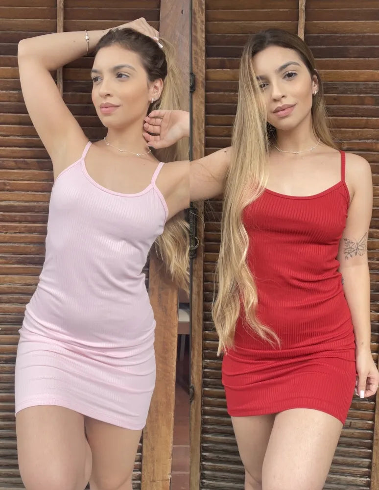 VESTIDO CANELADO ALCINHA