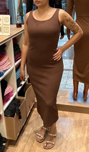 VESTIDO LUD - MIDI ALÇA GROSSA ANARRUGA