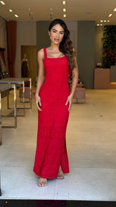 Vestido Tricot Modal Vazado Favy Vermelho