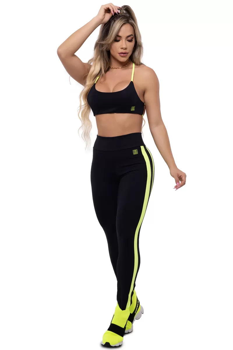 Conjunto Legging e Top Legday Preto/Neon